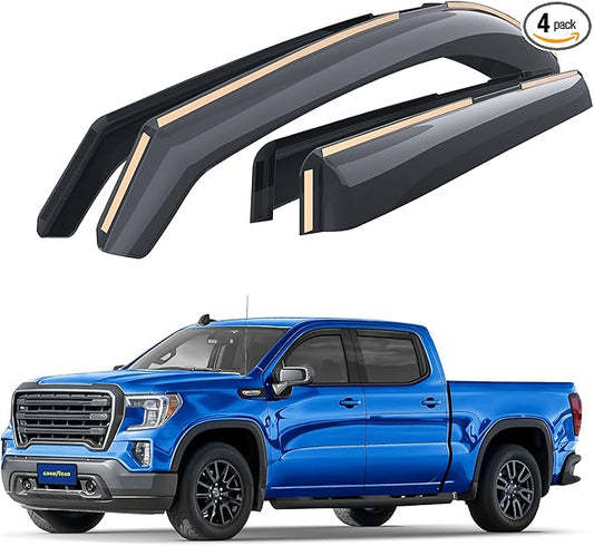 Goodyear Shatterproof in-Channel Window Deflectors for Trucks GMC Sierra 1500 2019-2026 Crew Cab, Rain Guards, Window Visors, Vent Deflector,Truck Accessories,4pcs- GY003415LPv