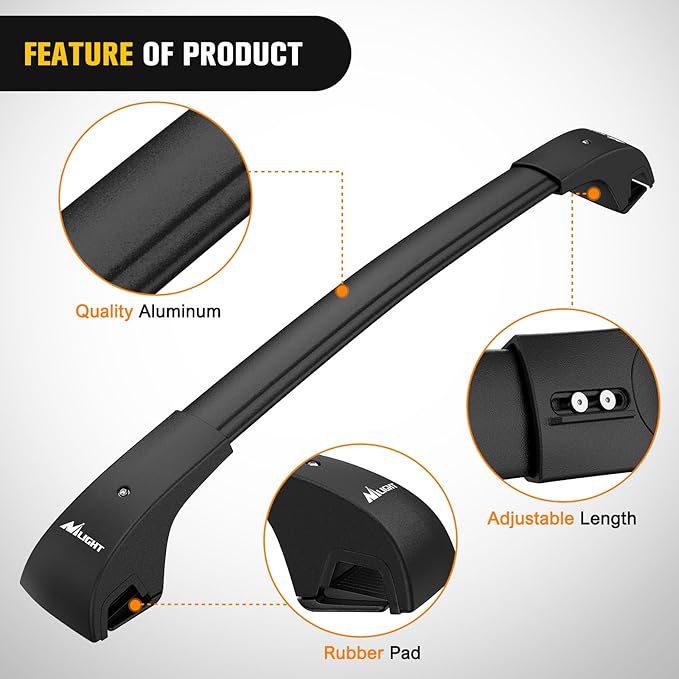 Nilight Roof Rack Cross Bars Fit for Jeep Cherokee 2014 2015 16 17 18 19 20 21 2022 2023 with Side Rails, Adjustable Aluminum Car Crossbars for Cargo Carrier Luggage Bike Kayak Rooftop Tent Snowboard