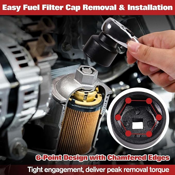 7-Piece Oil Filter Socket Set, 3/8" Drive Low Profile Oil Filter Cap Wrench Socket Set | 24mm, 27mm, 29mm, 30mm, 32mm, 36mm, 38mm | Aluminum Alloy, 6-Point Design, Storage Case Included