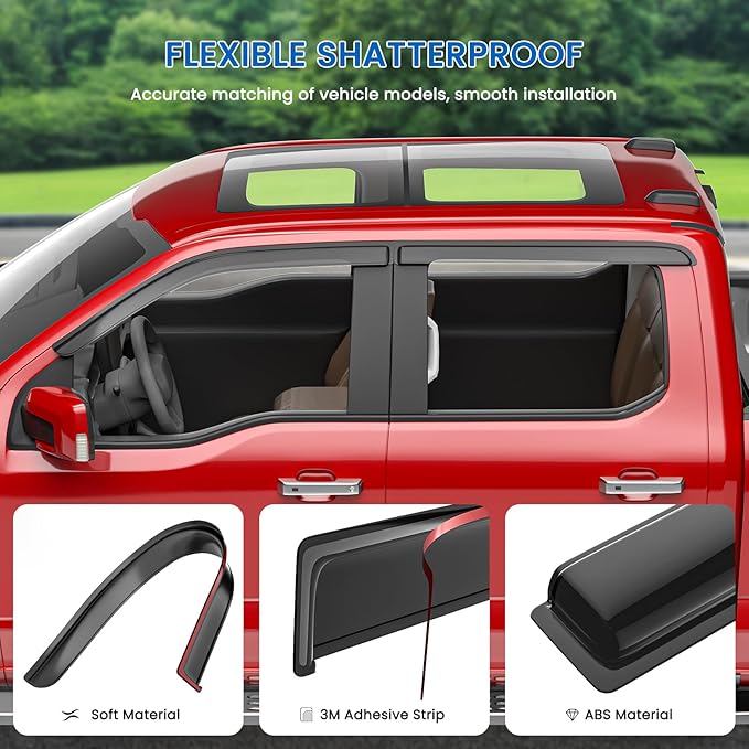 Window Visors Rain Guards fits 2024-2026 Hyundai Kona, Out-Channel Window Wind Deflectors Vent Shades Accessories, Dark Smoke 4 Pcs, 2025