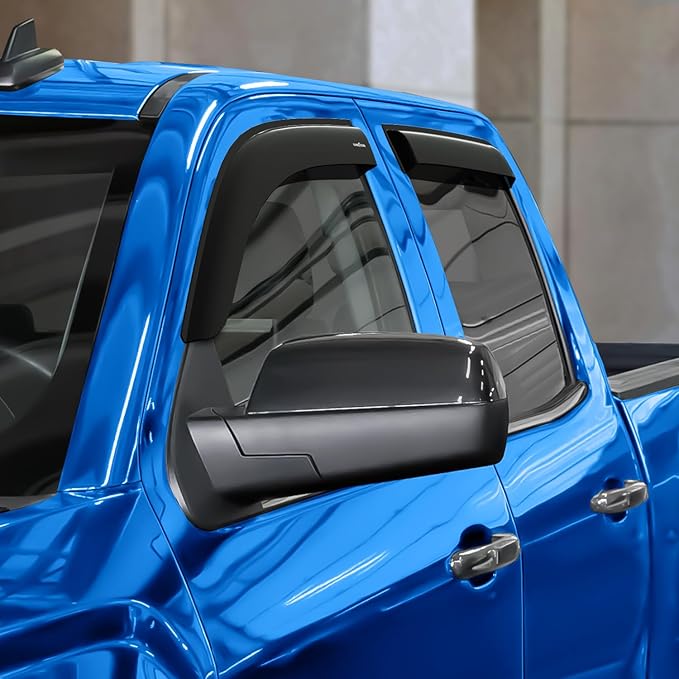 Goodyear Shatterproof Window Deflectors for GMC Sierra 2014-2018 Double Cab, Tape-on Rain Guards, Window Visors, Vent Deflector,Vent Visor,Truck Accessories 4pcs- GY003104LPv