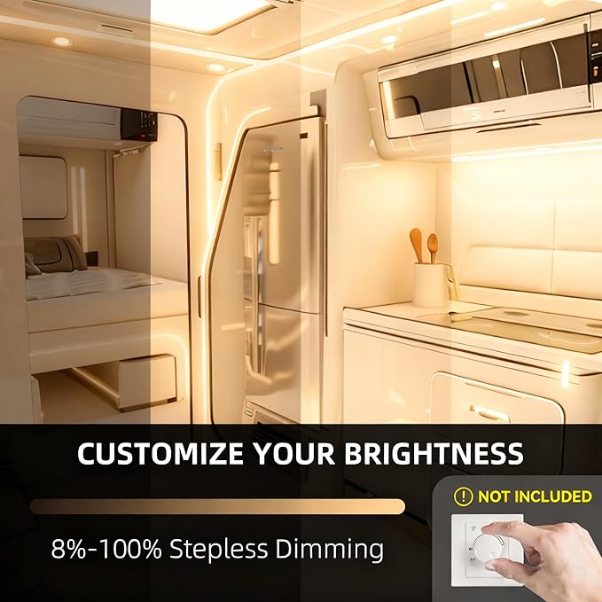 RV Boat Recessed Ceiling Lights, RV Puck Lights, 12V RV Lights Interior, Ultra-Thin RV Light Fixtures, High Brightness Camper Interior Light for RV Motorhome Boat
