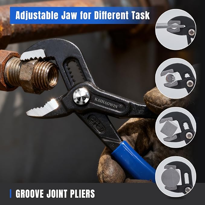 KAIHAOWIN 11-Piece Home Tool Kit with Carry Case - CR-V Steel Pliers Set, Wrench, Hammer, Screwdriver & Wire Cutter for DIY Repair, Automotive, Plumbing & Household Maintenance