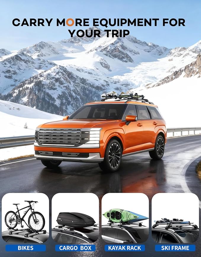 300lbs Lockable Roof Rack Cross Bars Compatible with Hyundai Palisade 2026,Heavy Duty Aluminum Roof Rails Crossbars Canoe Black Rooftop Cargo Luggage