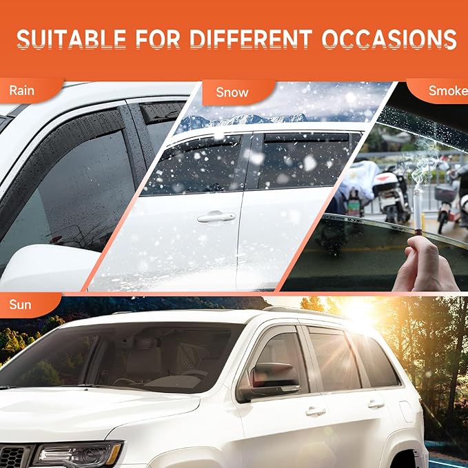 ACLONG in-Channel Rain Guards Black Window Visors Compatible with Jeep Grand Cherokee 2011 2012 2013 2014 2015 2016 2017 2018 2019 2020 Side Shatterproof Sun Visor Window Deflectors 4-Pieces