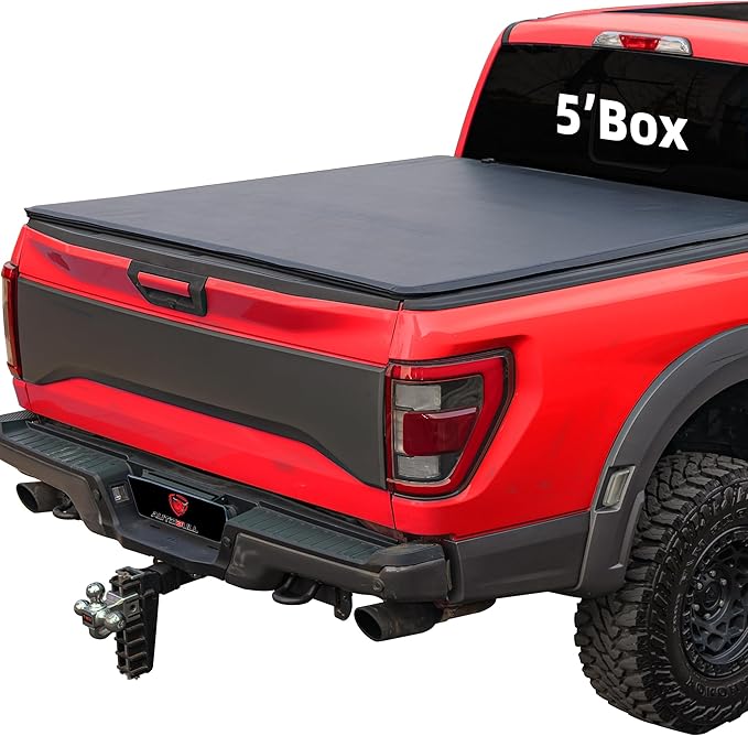 Soft Roll-up tonneau Cover Compatible with 2019-2023 Ford Ranger 5ft Bed (61") PVC Top Alloy Steel Structure