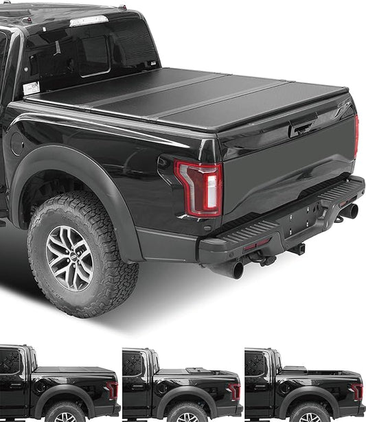 Hard Tri-Fold Truck Bed Tonneau Cover for 2004-2014 Ford F150; 05-08 Lincoln Mark LT, 5.5ft / 66" Bed, Waterproof, Secure & No-Drill Installation