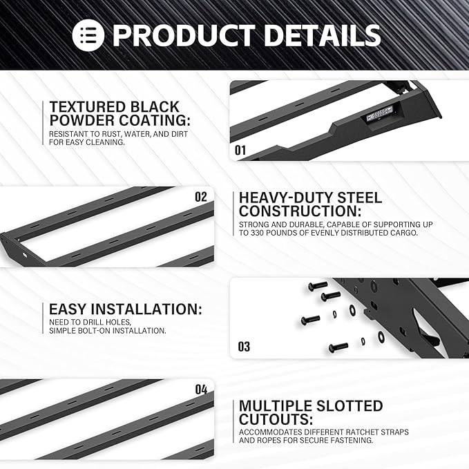 Roof Rack Cargo Basket Compatible with 2007-2021 Toyota Tundra CrewMax Cab with 2 LED Lights, Rooftop Truck Cargo Carrier Top Luggage Storage Holder