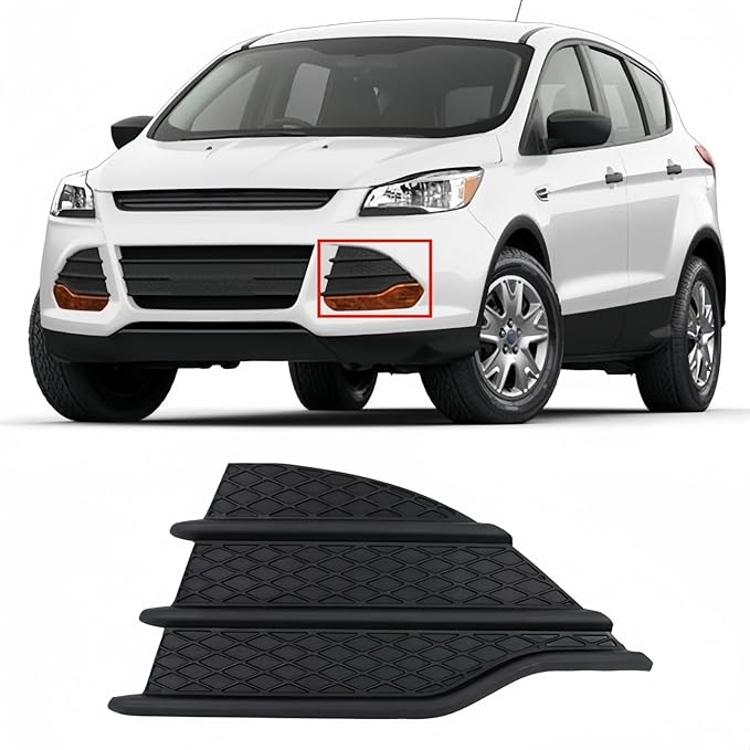 Front Left Triangle Fog Light Hole Cover Bumper Grille Insert For Ford Escape 2013-2016 Driver Side Replaces FO1038124, CJ5Z-17E811-AA