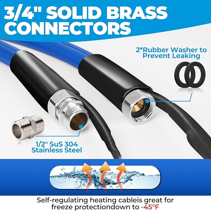 100FT Heated Water Hose for Rv,Heated Drinking Water Hose Antifreeze to -45°F,Great Rv Accessories for Campers,Livestock,Agriculture,Lead and BPA Free