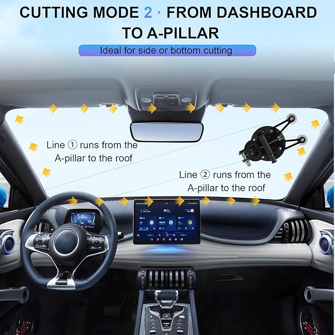 Auto Windshield Glass Removal Tool Kit with Heavy-Duty 200mm Suction Cup, 580lbs Load Capacity, Self-Locking System & 1.2mm Thick Reinforced Cutting Wire for Fast and Safe Glass Separation