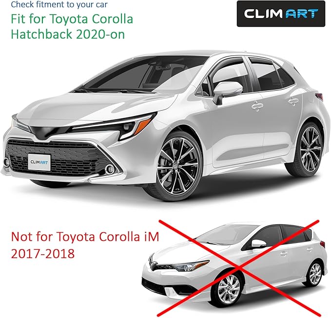 CLIM ART in-Channel Incredibly Durable Rain Guards for Toyota Corolla 2020-2026 Hatchback, Original Window Deflectors, Vent Window Visors, Vent Deflector, 4 pcs. - 620295