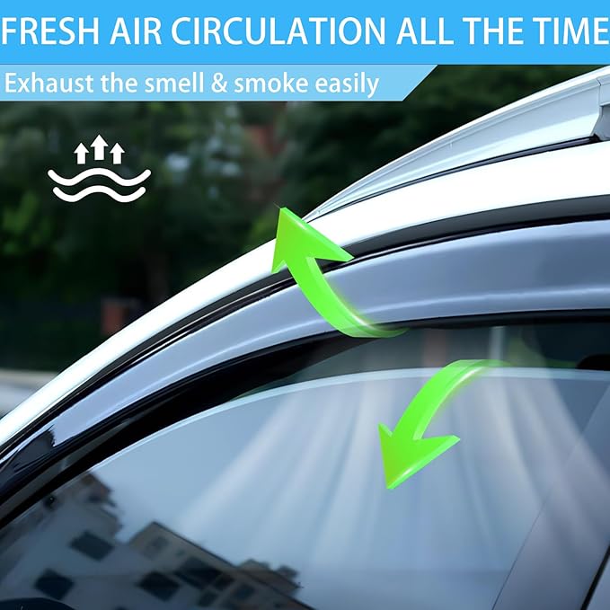 Window Visors Rain Guards for Audi A6 2012 2013 2014 2015 2016 2017 2018,Tape-On Side Window Deflectors,Car Accessories Visors Rain Guards