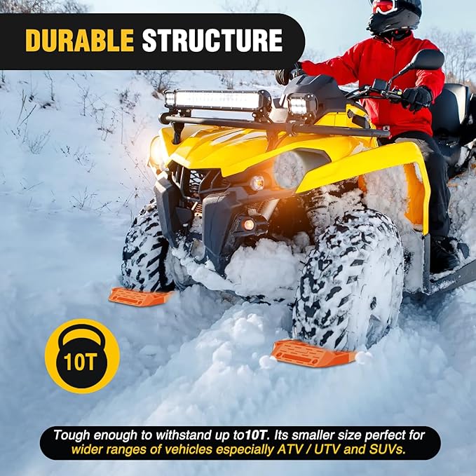 Nilight Recovery Offroad Traction Boards Mini Short Emergency Tire Tracks Mats For 4WD 4X4 ATV UTV on Mud Sand Snow (2PCS Orange)