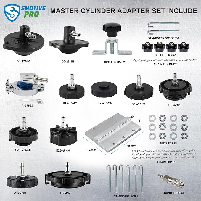 12 pcs Brake Master Cylinder Bleeder Kit Professional Brake Bleeder Adapter Compatible with Most Brake Bleeder kit