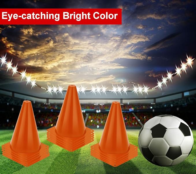 7 Inch Soccer Cones with Carry Bag,15 Pcs Sports Training Cones, Basketball Football Skating Drills Cones, Small Plastic Agility Marker Cone For Indoor and Outdoor Games,Orange Mini Traffic Cones