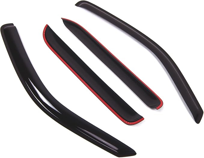 TuningPros Outside Mount Window Vent Visors Rain Guards Compatible with Mazda Tribute 2001-2007 | Side Window Wind Deflectors Rain Shields | Smoke Tinted, 4 Pcs Set, DGWV-317