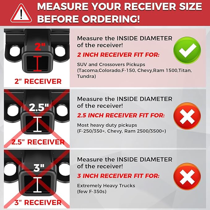 Adjustable Trailer Hitch, 4 Inch Drop Hitch Ball Mount, 20,000 LBS GTW, 2" & 2-5/16" Ball Hitch, Tow Hitch for Heavy Duty Truck with Double Hitch Locks and Pin, Solid Shank (2 Inch Receiver)