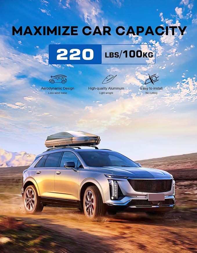 Roof Rack Cross Bars Compatible with Cadillac XT5 2017-2026, Heavy Duty All-Metal Aluminum Roof Rails Crossbars Cargo Canoe Black Rooftop Cargo Carrier Luggage Bike Snowboard.