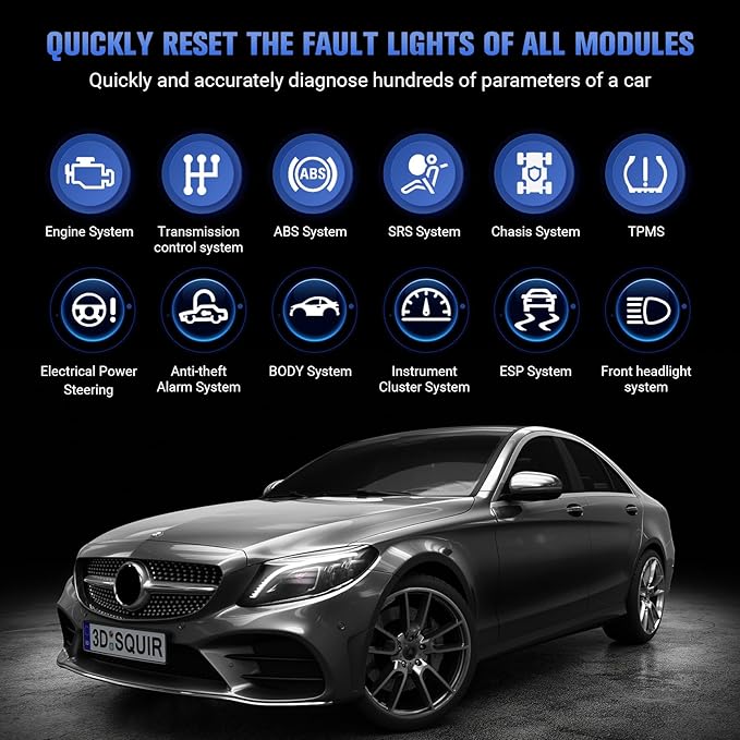 Enhanced OBD2 Scanner Diagnostic Tool - Enhanced Check Engine Code Reader with Reset, Full OBDII Functions & Live Data for All OBDII Cars 1996+，Home/DIY Scanner for car