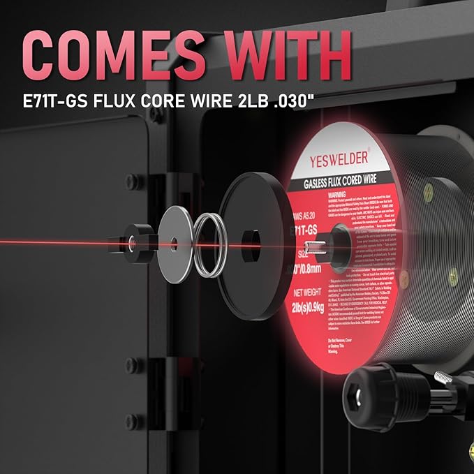 YESWELDER 135Amp Flux Core MIG Welder FLUX-135PRO,110V Flux Core MIG/Lift TIG/Stick 3-in-1 Digital Display Welding Machine & LYG-L600A Auto Darkening Blue Light Blocking Welding Helmet