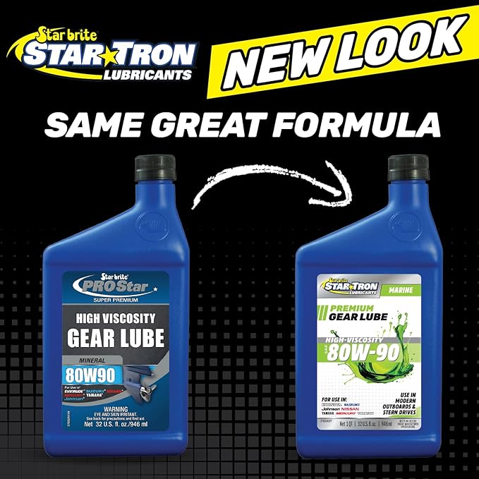 STAR BRITE Star Tron High Viscosity Lower Unit Gear Lube 80W90 - Anti-Wear, Rust & Corrosion Inhibitors, Ideal for Outboard Motors & Stern Drives - 32 OZ (027032)