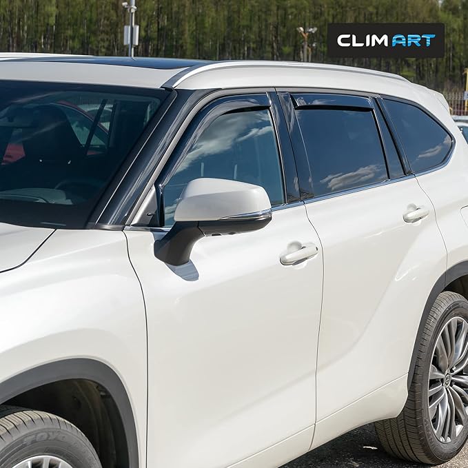 CLIM ART in-Channel Incredibly Durable Rain Guards for Toyota Highlander 2020-2026, Original Window Deflectors, Vent Window Visors, Vent Deflector, 4 pcs. - 620143