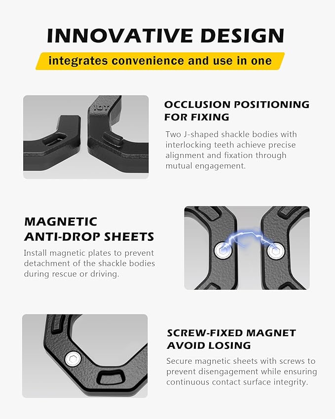 D-Ring Separate Shackles, 2Pack, 3/4" D-Ring Shackles 7/8" Pin, 57320lbs Breaking Strength, Heavy Duty Forged Steel, D-Ring Towing Winch Shackle for Recovery, Off-Road, BlackBlack