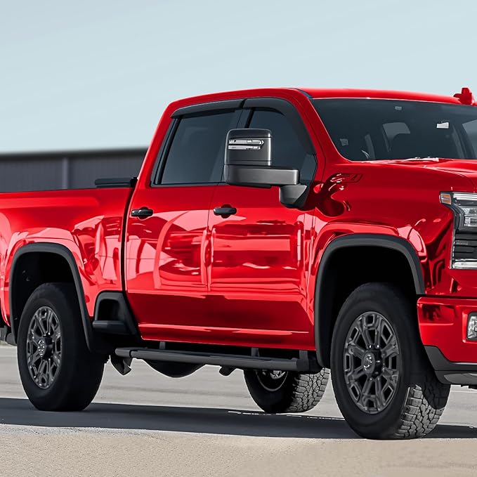 Voron Glass Tape-on Extra Durable Rain Guards for Trucks Chevrolet (Chevy) Silverado/GMC Sierra 2500HD, 3500HD 2020-2026 Crew Cab, Window Deflectors, Vent Window Visors, 4 Pieces - 120086v2