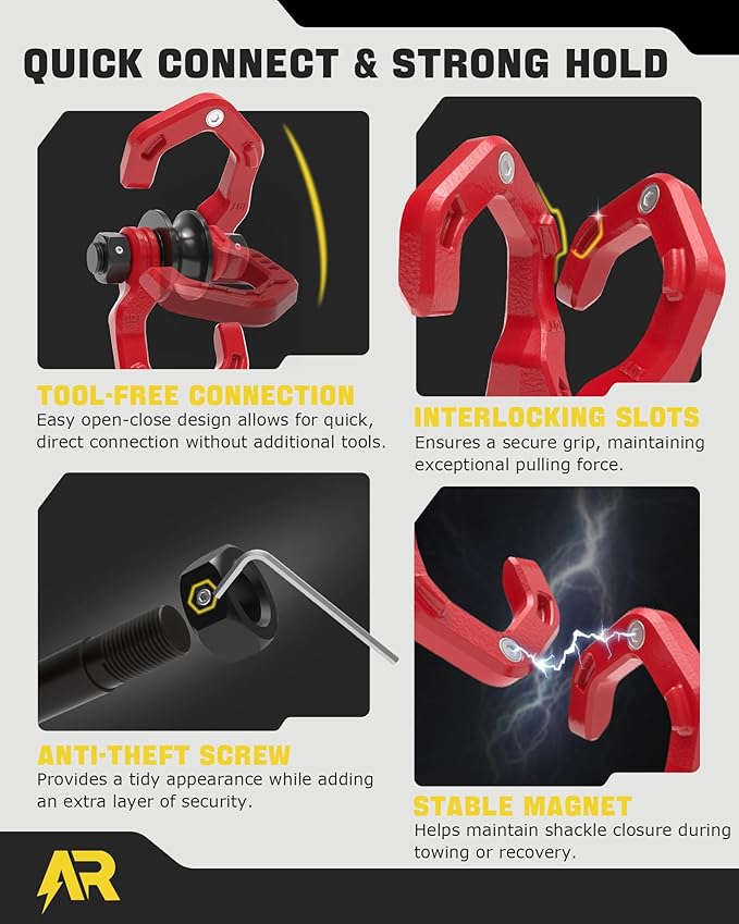 Snatch Block Separate Shackle, 3/4" D Ring Shackle with Pulley, 57320lbs Break Strength, Towing Winch Snatch Block for Off Road Vehicle Recovery, Red Red 1-Pack