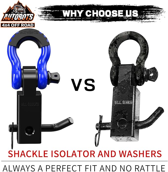 AUTOBOTS Tow Hitch Receiver 2", 45,000 Lbs Break Strength Shackle Hitch Receiver with 5/8" Screw Pin, 3/4 Shackle, Towing Accessories for Vehicle Trailer Recovery Off-Road Blue&Black