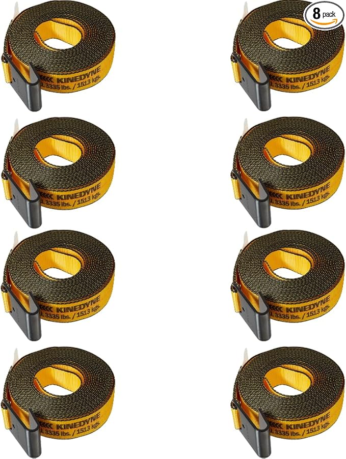 Belgrade Parts & Service, Inc. Kinedyne Genuine OEM 512720 2" x 27' Flat Hook Ratchet Strap 3,335 Lbs Working Load Limit Pack of 8