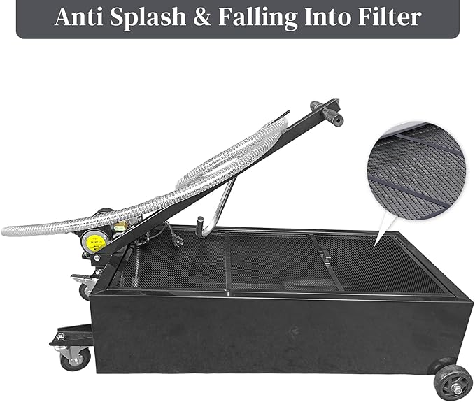 20 Gallon Oil Drain Pan with Electric Pump, Low-Profile Oil Pans for Changing Oil, T-Handle and J-Hook Makes Drain Easier, Black