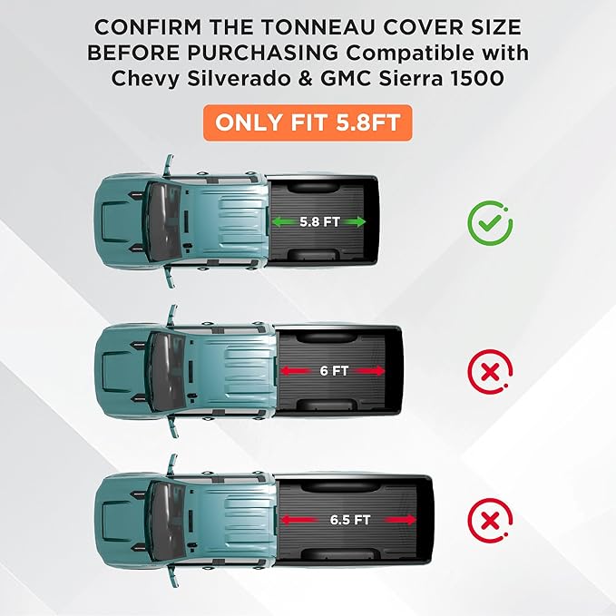 Hard Tri Fold Truck Bed Tonneau Cover Compatible with Chevy Silverado GMC Sierra 1500 New Body Style 2019-2025,Fits 5.8 ft Bed