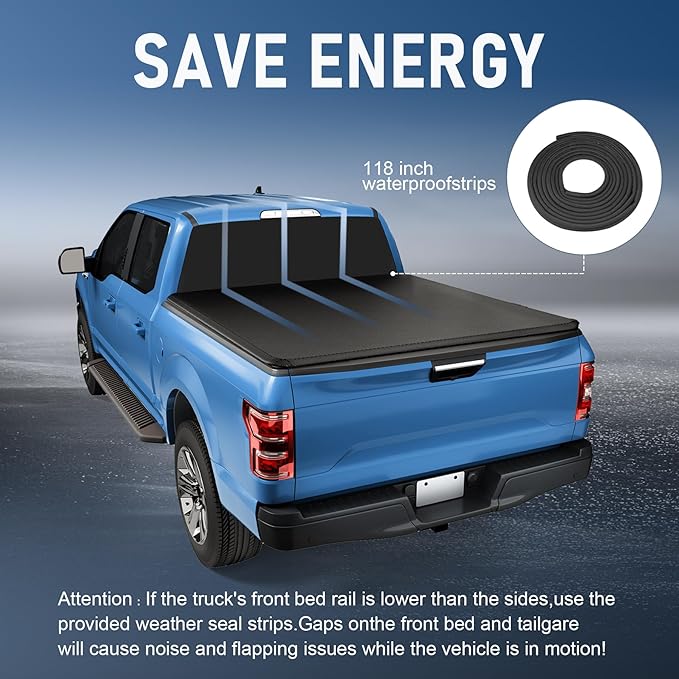 Soft Roll Up Truck Bed Tonneau Cover Replacement for 2015 2016 2017 2018 2019 2020 2021 2022 2023 2024 Chevy Colorado/GMC Canyon 5.2FT Bed Fleetside