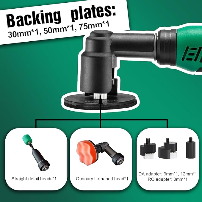 BATOCA S6 Mini Polisher Cordless Polisher for Car Detailing, 2x2.0Ah Batteries, 0mm Rotary Buffer, 3mm and 12mm Dual Action Polisher 1-3 Inch, 2 Different Speeds Heads Systems, 4.2k-21k or 1-5k RPM