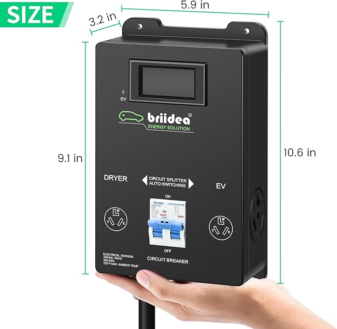Briidea Automatic Power Switch for Dryer and EV, Fast Charge Your EV, NEMA 10-30