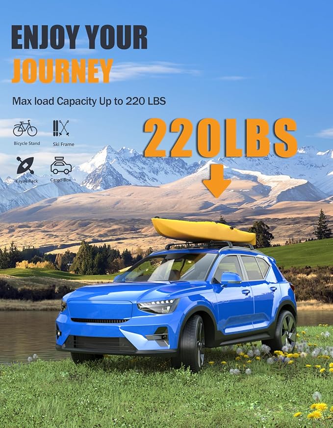 KINGGERI Roof Rack Cross Bars Compatible with Volvo XC40 XC-40 2018-2025, Lockable 220lbs Heavy Duty Aluminum Roof Rails Crossbars Cargo Bars Canoe Snowboard Rooftop Black Carrier Luggage