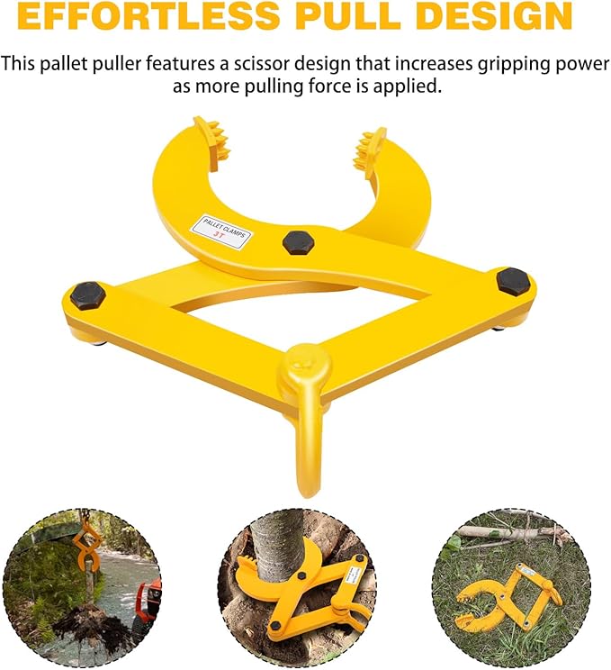 Pallet Puller,3T/6600 LBS Capacity Pallet Jack Puller,Heavy Duty Single Scissor Clamp for Forklift Chain,Pulling Pallets,6.7 Inch Jaw Opening