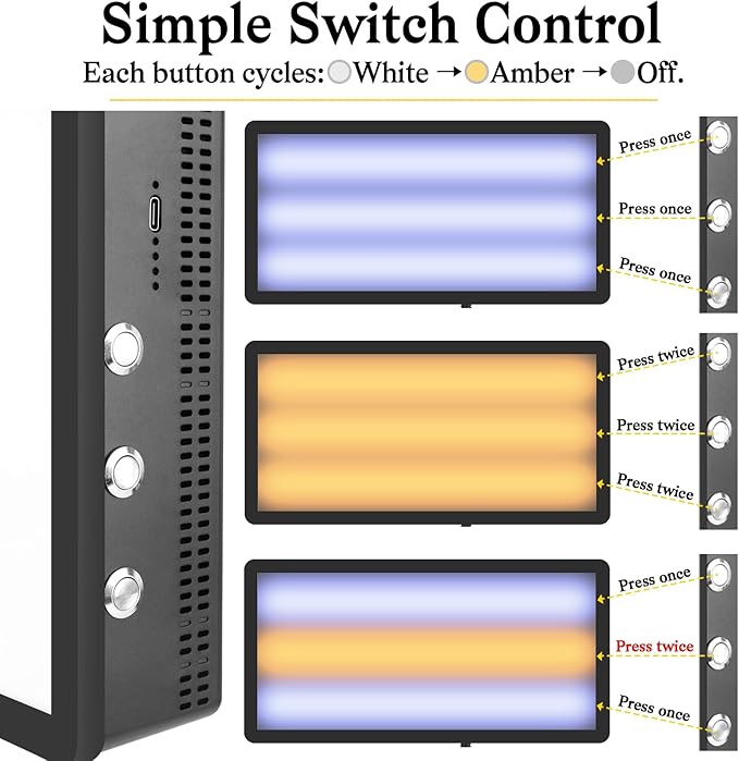 Dent PDR Light Board with Built-in Battery, Dual Mode USB and Battery, Adjustable White-Yellow Light, Dent Repair Light for Car Dent Detection, PDR Light for Auto Body Dent Repair
