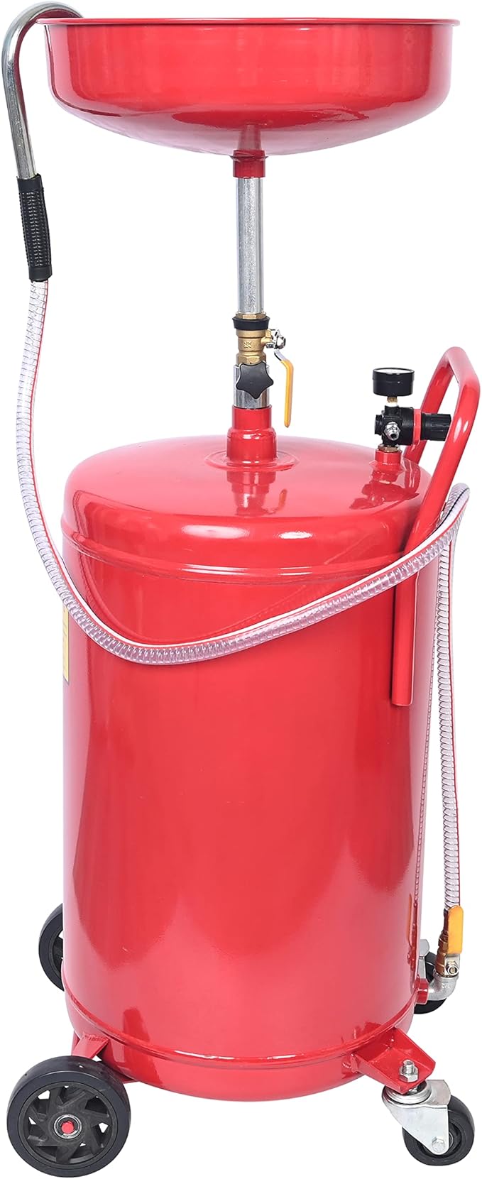 Aain Portable Oil Drain Container,20 Gallon Waste Oil Drain Tank,Air Operated Drainer for Oil Change,Portable Fluid Drain Disposal with Adjustable Height,Heavy Duty Construction with Wheels