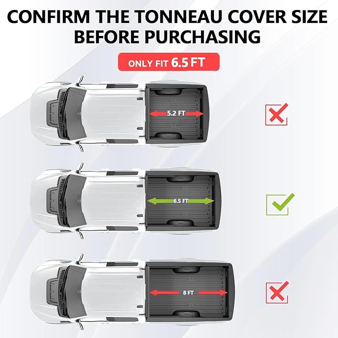 Hard Quad-fold Truck Bed Tonneau Cover Compatible with 6.5 FT for 2007-2013 Chevy Silverado/GMC Sierra 1500, 2007-2014 for 2500 HD 3500 HD 6.5 FT (79") Bed