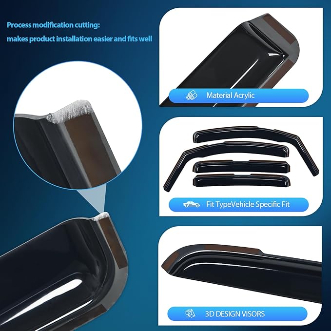 Nilight in Channel Window Deflectors for Chevrolet (Chevy) Trax 2014 2015 2016 2017 2018 2019 2020 2021 2022 2023, Buick Encore 2013-2023 Vent Window Visors, Rain Guards-4PCS