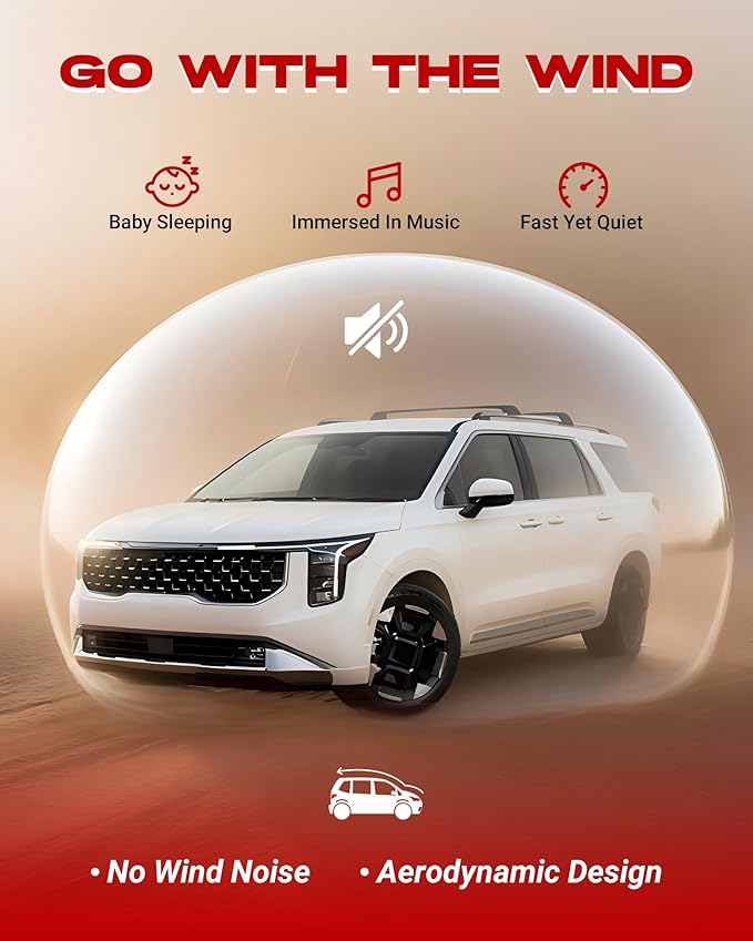 HEKA Roof Rack Cross Bars Fit for KIA Carnival 2022 2023 2024 2025 2026 with Raised Side Rails, Luggage Crossbars Cargo Bag Carrier Aluminum Rooftop Set Canoe Rooftop Black