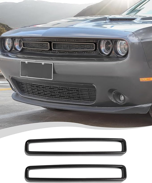 Hoolcar Front Grille Radiator Grille Insert Cover Grillwork Trim Compatible with Dodge Challenger 2015-2024, Exterior Accessories, Carbon Fiber, 2pcs