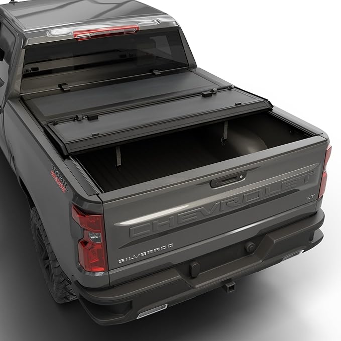 Low Profile Tri Fold Tonneau Cover Fits 2019-2026 Chevy/GMC Silverado/Sierra 5'8" Bed (69.6")