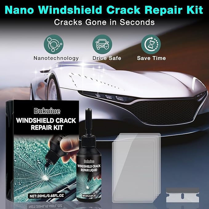 Cracked Windshield Repair Kit,Car Windshield Crack Repair Kit,Fast and Convenient,Glass Repair Liquid for Cracks,Applicable to All Types of Cracks（2Pcs）