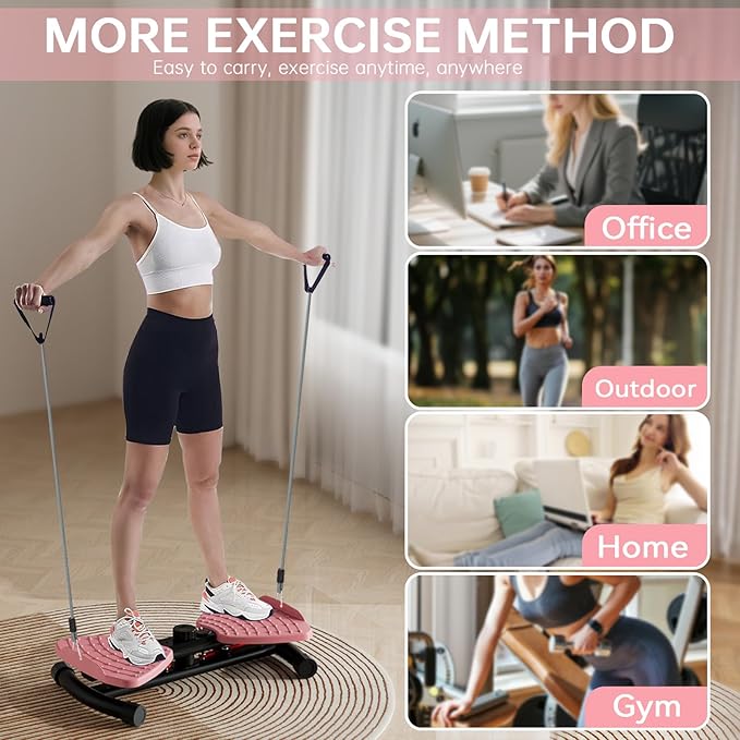 Waist Twister, Ab Twister Board 440 lbs Weight Capacity, Ab Machine for Slim Waist and Core, Workout Equipment with Smart LED Digital Display Track Time, Reps, Calories for Women Men (Pink)