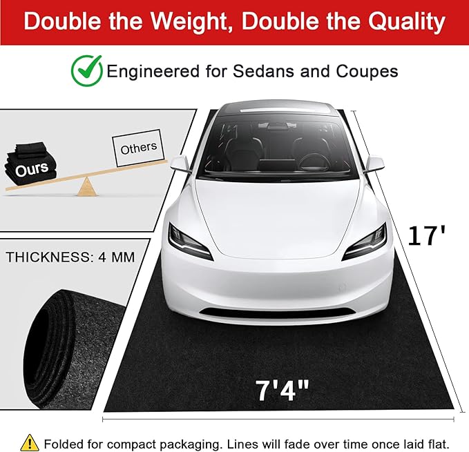 Heavy-Duty Garage Floor Mat 17' x 7'4" - Waterproof Garage Flooring for Cars & SUVs, Durable Garage Mats for Floor, Oil Spill Resistant Garage Pad, Under Car Mat, Garage Rug for Floor, Oil Change Mats