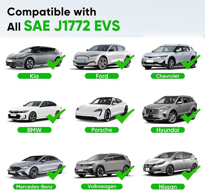 MEGEAR Skysword Ⅱ Level 1-2 EV Charger, 100-240V 16A 23FT Portable EVSE, NEMA 6-20 Plug with NEMA 5-15 Adapter Electric Vehicle Charging Station